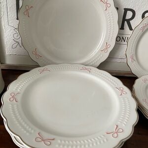 Elegant White and Pink Dinner Plate Set